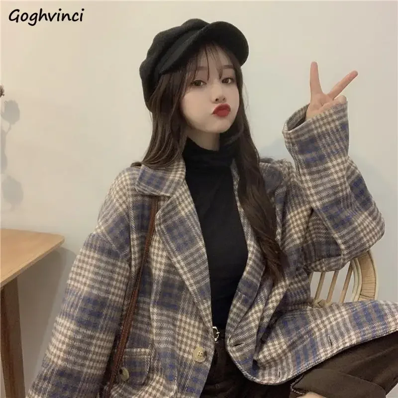 Plaid Coats Women Turn Down Collar Autumn Winter New Trendy Korean-style All-match Longer Office Ladies Pockets Gentle Loose
Plaid Coats Women Turn Down Collar Autumn Winter New Trendy Korean-style All-match Longer Office Ladies Pockets Gentle Loose