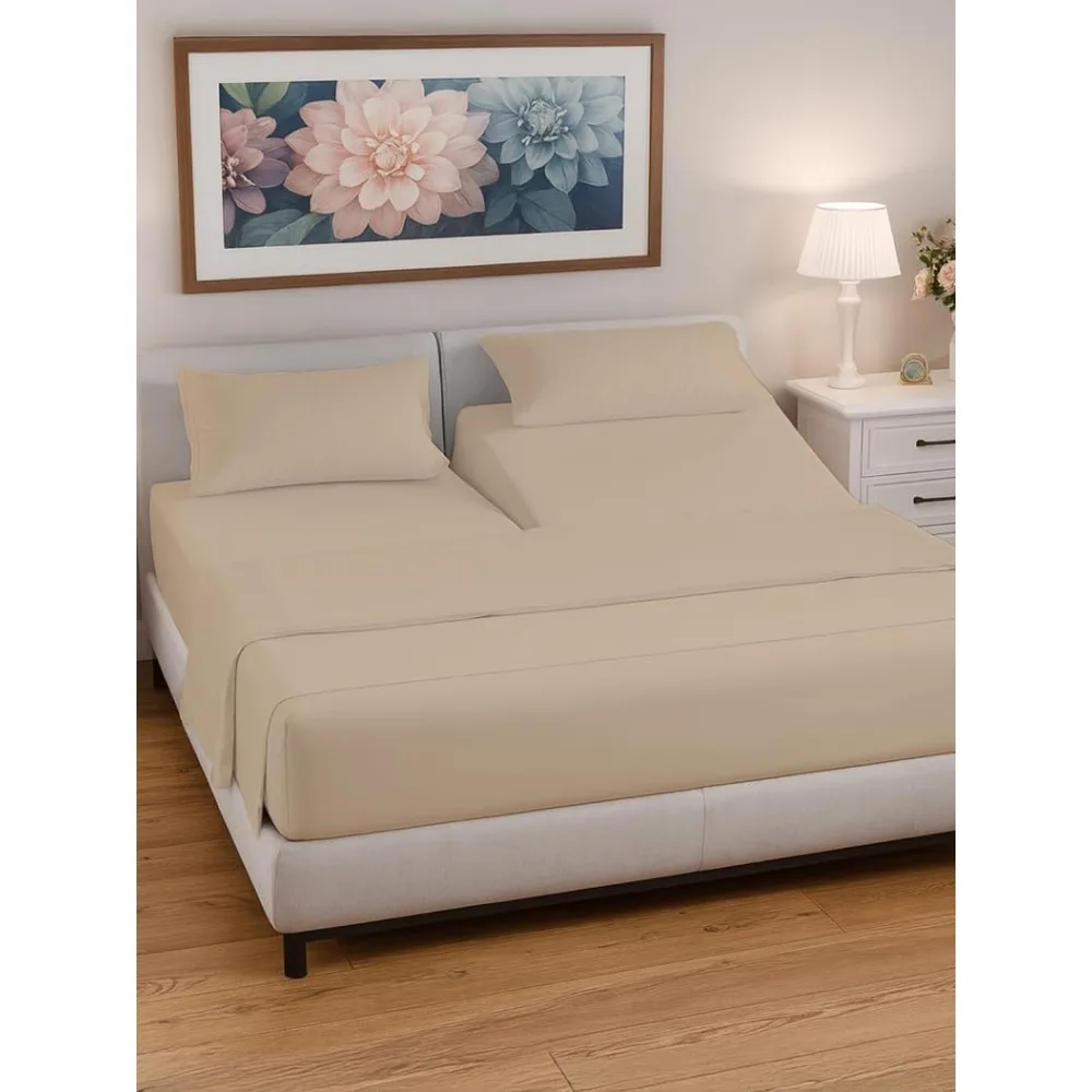 Adjustable Bed Compatible Split King Sheet Set - Premium Flex Fit for Split Head King Mattresses
Adjustable Bed Compatible Split King Sheet Set - Premium Flex Fit for Split Head King Mattresses