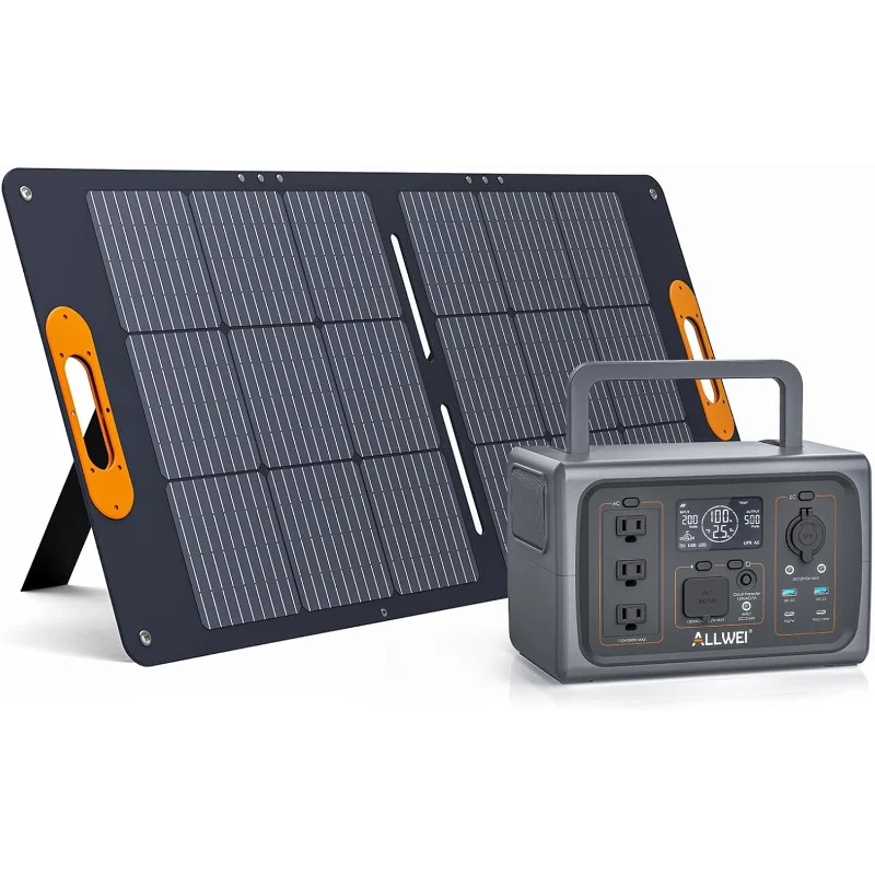 ALLWEI 500W Solar Generator with 100W Solar Panel, 512Wh LiFePO4 Portable Power Station with 3 AC Outlets(1000W Surge)
ALLWEI 500W Solar Generator with 100W Solar Panel, 512Wh LiFePO4 Portable Power Station with 3 AC Outlets(1000W Surge)