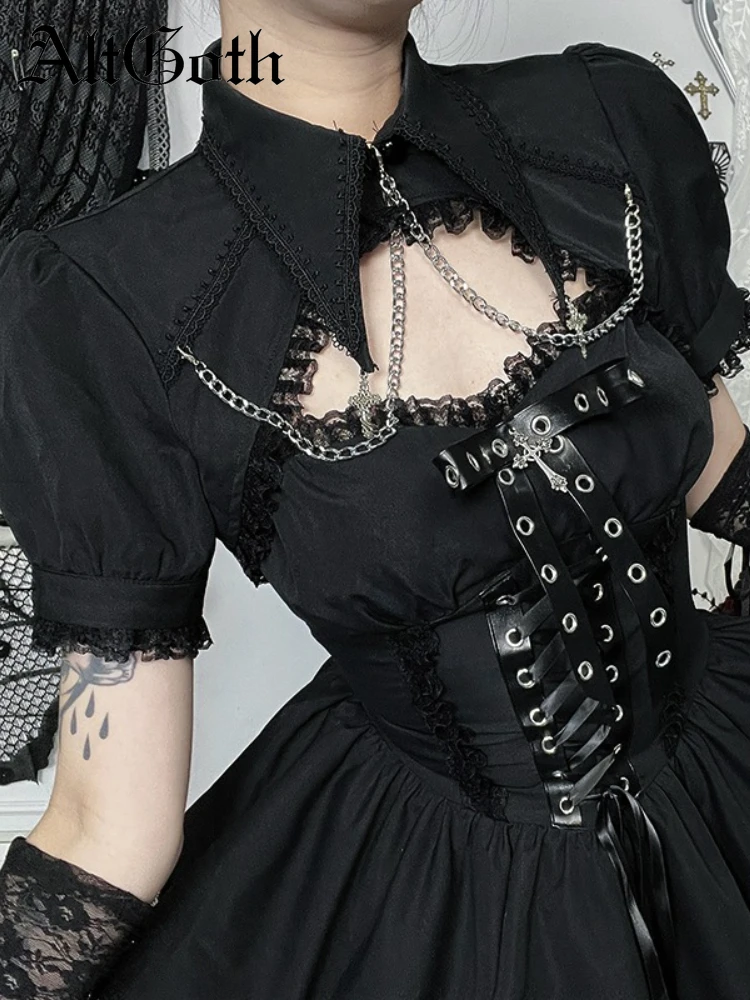 AltGoth Vintage Gothic Hotsweet Smock Women Palace Style Dark Elegant Puff Sleeve Lace Patchwork Turn Down Collar Crop Tee Tops
AltGoth Vintage Gothic Hotsweet Smock Women Palace Style Dark Elegant Puff Sleeve Lace Patchwork Turn Down Collar Crop Tee Tops