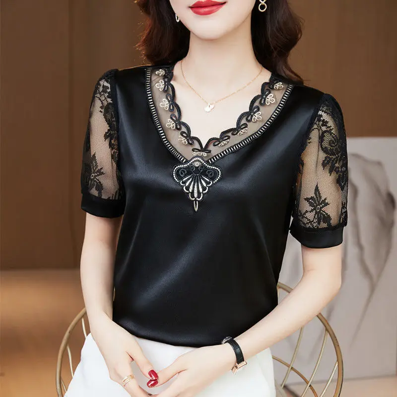 Elegant Short Sleeve Satin Women's Shirts 2023 Summer Fashion Loose Top Quality Polyester Fiber Cleanfit Style Midi Length
Elegant Short Sleeve Satin Women's Shirts 2023 Summer Fashion Loose Top Quality Polyester Fiber Cleanfit Style Midi Length