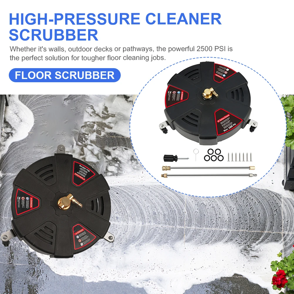 Powerful Pressure Washer with Extension Wand Floor Scrubber 1/4 Quick Connector Surface Cleaner Attachment 2500PSI with 3 Wheel
Powerful Pressure Washer with Extension Wand Floor Scrubber 1/4 Quick Connector Surface Cleaner Attachment 2500PSI with 3 Wheel