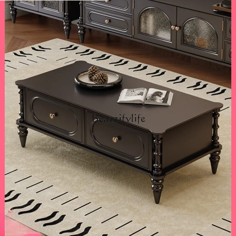 American retro coffee table solid wood Roman column table foot household small tea table
American retro coffee table solid wood Roman column table foot household small tea table