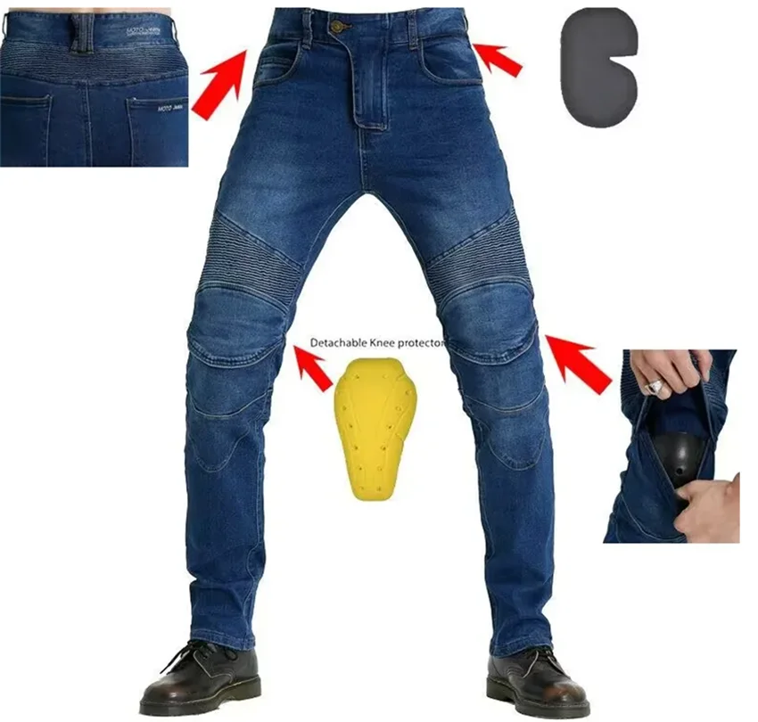 Новые мотоциклетные черные, синие мужские модные брюки, обновленный удлинитель, съемные повседневные джинсы для гонок на четыре сезона
Новые мотоциклетные черные, синие мужские модные брюки, обновленный удлинитель, съемные повседневные джинсы для гонок на четыре сезона