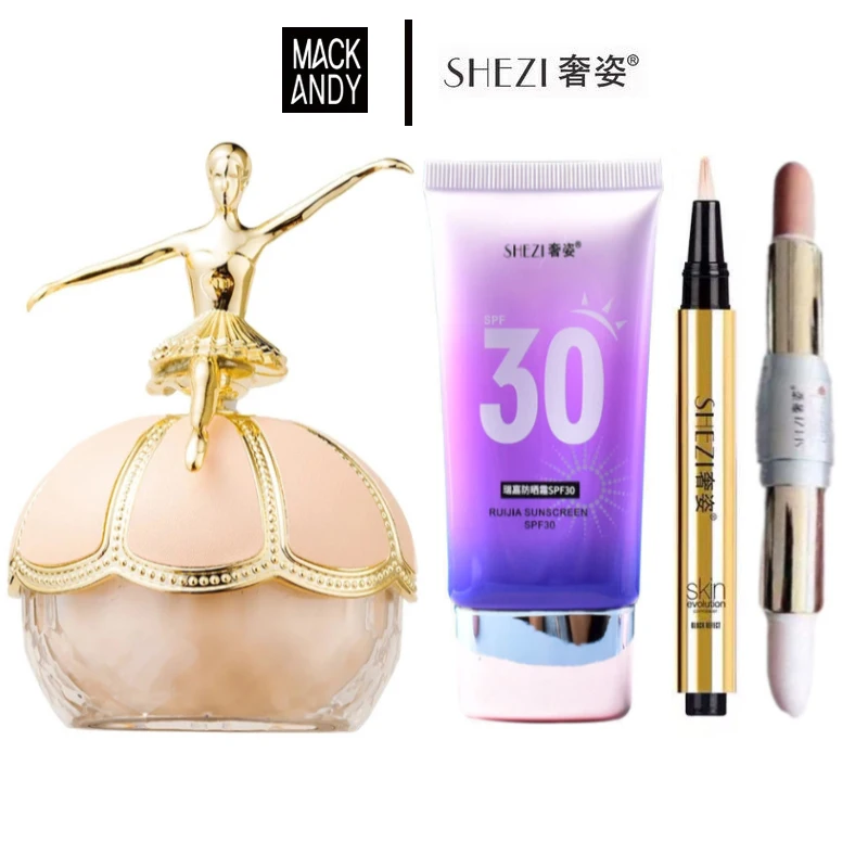 MACK ANDY Loose Setting Powder and Shezi SPF30 Sunscreen Concealer Highlighter Whitening Face Base Makeup 4pcs Set Cosmetics
MACK ANDY Loose Setting Powder and Shezi SPF30 Sunscreen Concealer Highlighter Whitening Face Base Makeup 4pcs Set Cosmetics