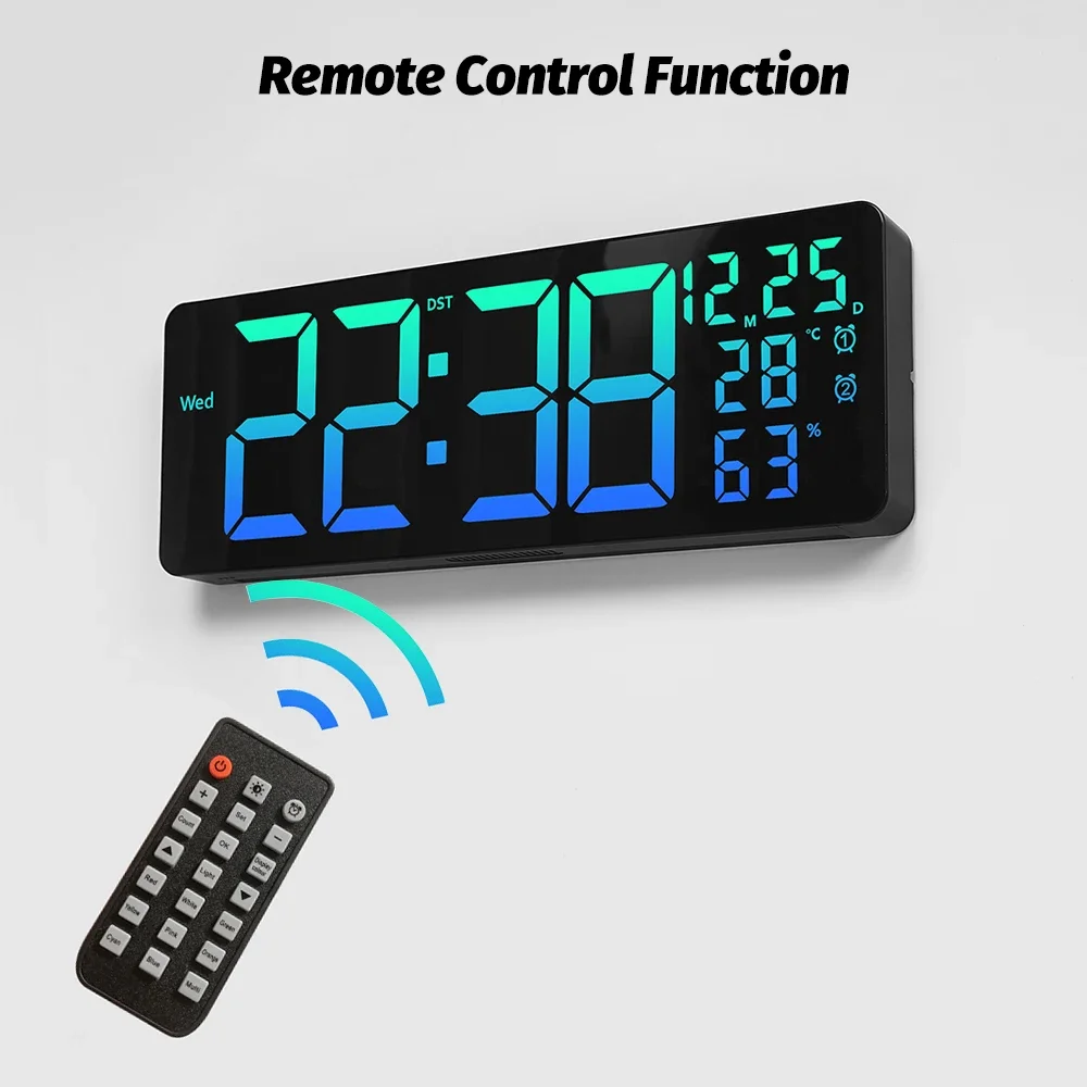 C2 RGB Colorful LED Wall Clock with Remote Control Multifunctional Display Auto DST Countdown Wall Clock LED Ambient Wall Lmap
C2 RGB Colorful LED Wall Clock with Remote Control Multifunctional Display Auto DST Countdown Wall Clock LED Ambient Wall Lmap