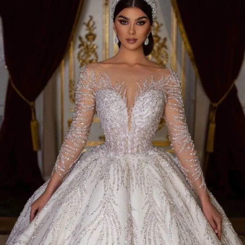 Exquisite Deep V-Neck Ball Gown Royal Wedding Dresses Long Sleeve Robe De Mariee Lace Beaded Princess Glitter Vestido De Novia
Exquisite Deep V-Neck Ball Gown Royal Wedding Dresses Long Sleeve Robe De Mariee Lace Beaded Princess Glitter Vestido De Novia