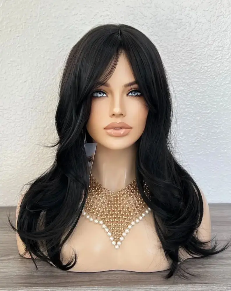 Черный многослойный парик с волнистыми прядями и челкой, 13x4 HD, предварительно проработанный, синтетический, термостойкий, для повседневного использования и косплея
Черный многослойный парик с волнистыми прядями и челкой, 13x4 HD, предварительно проработанный, синтетический, термостойкий, для повседневного использования и косплея