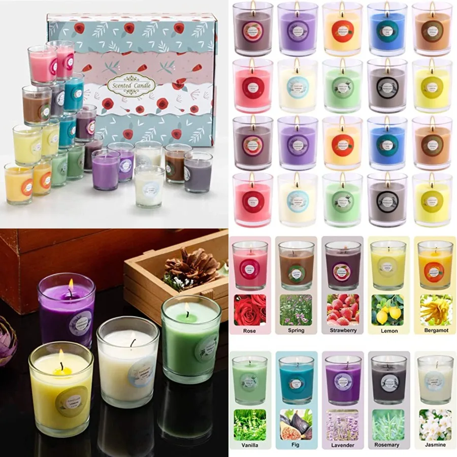Scented Candles with 10 Fragrances Gift Set for Home and Women 2.2oz Aromatherapy Soy Wax Glass Jar Candle 20 Pack
Scented Candles with 10 Fragrances Gift Set for Home and Women 2.2oz Aromatherapy Soy Wax Glass Jar Candle 20 Pack