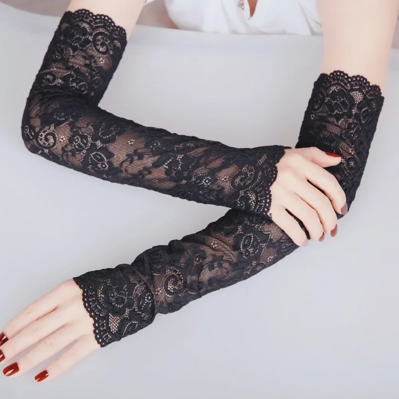 Summer Ice Silk Lace Arm Warmers Elastic Sleeve Driving Gloves for Women Solid Black White Long Fingerless Sun Protect Gloves
Summer Ice Silk Lace Arm Warmers Elastic Sleeve Driving Gloves for Women Solid Black White Long Fingerless Sun Protect Gloves