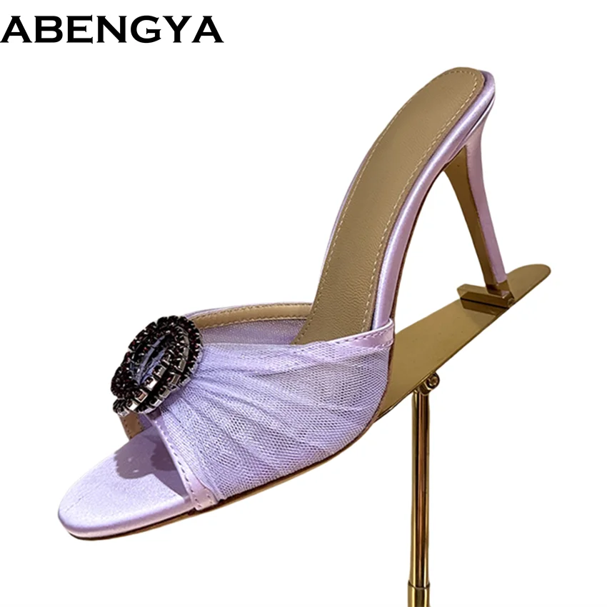 New Airmesh Thin Heel Slippers Women Crystal Buckle Slides Summer High Heel Party Shoes For Woman Slippers Women's Sandalias
New Airmesh Thin Heel Slippers Women Crystal Buckle Slides Summer High Heel Party Shoes For Woman Slippers Women's Sandalias