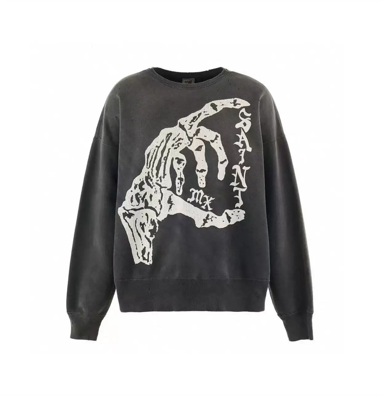 Saint skeleton hand Print washing and aging round-neck sweatshirt
Saint skeleton hand Print washing and aging round-neck sweatshirt