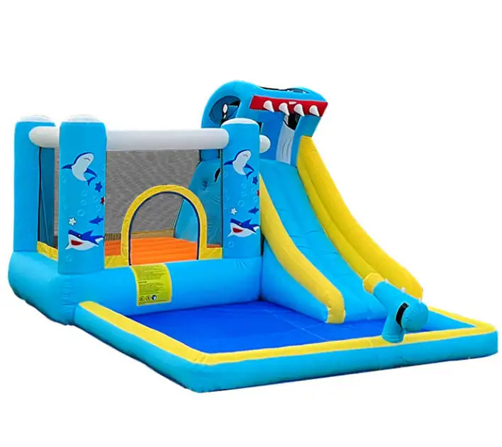 Small Blue Outdoor Inflatable Castle With Shark Slide Trampoline Perfect Entertainment Equipment For Children
Small Blue Outdoor Inflatable Castle With Shark Slide Trampoline Perfect Entertainment Equipment For Children