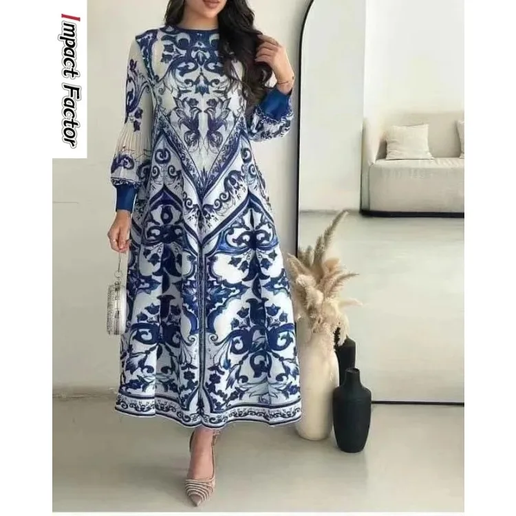 Vintage Print Pleated A-line Dress Women Lantern Sleeves Contrast Color Long Dresses Fashion 2024 Spring New
Vintage Print Pleated A-line Dress Women Lantern Sleeves Contrast Color Long Dresses Fashion 2024 Spring New