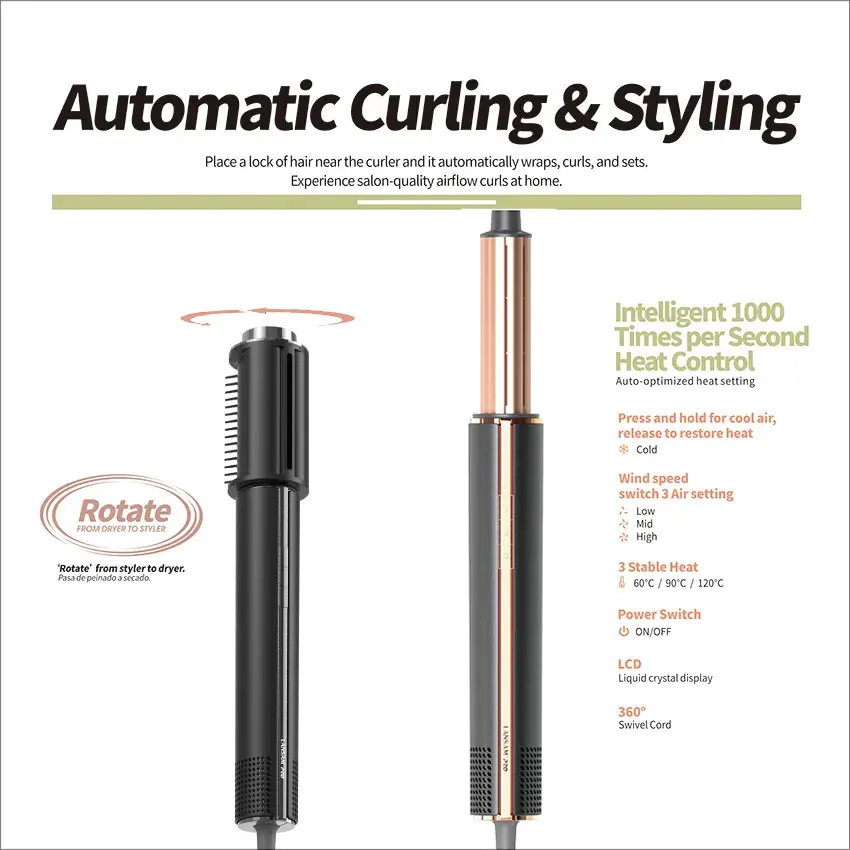 STLF6 in 1 Hot Air Styler Volumizer Straightener for Women Curler Dryer Automatic Wrap Styler Hair Dryer Brush Set
STLF6 in 1 Hot Air Styler Volumizer Straightener for Women Curler Dryer Automatic Wrap Styler Hair Dryer Brush Set