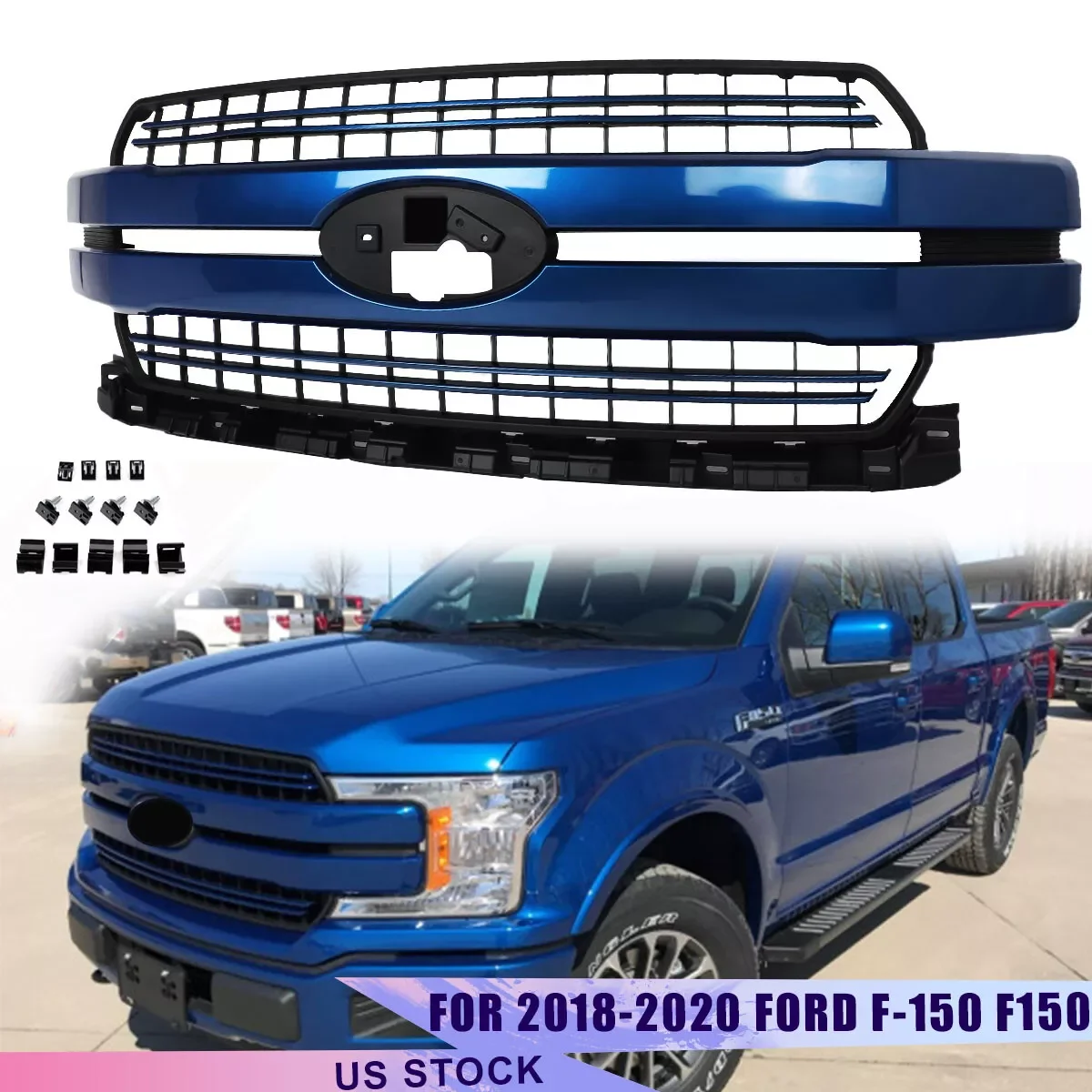 Front Bumper Grille For 2018 2019 2020 Ford F-150 F150 Grille Assembly Radiator Grills Lariat Style Lightning Blue N6 Magickit
Front Bumper Grille For 2018 2019 2020 Ford F-150 F150 Grille Assembly Radiator Grills Lariat Style Lightning Blue N6 Magickit