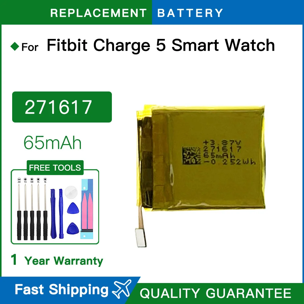 Brand new Replacement Battery 271617 65mAh Battery For Fitbit Charge 5 Smart Sports Watch Batterie Accumulator Batteries +Tools
Brand new Replacement Battery 271617 65mAh Battery For Fitbit Charge 5 Smart Sports Watch Batterie Accumulator Batteries +Tools