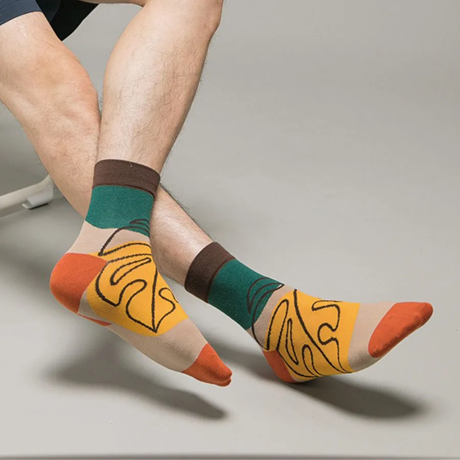 5 пар уличных хлопковых носков унисекс, модные красочные мультяшные креативные модные брендовые стильные носки средней длины на четыре сезона 
5 пар уличных хлопковых носков унисекс, модные красочные мультяшные креативные модные брендовые стильные носки средней длины на четыре сезона