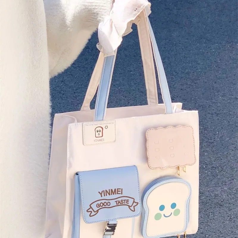 JIAERDI милая милая сумка-тоут для тостов, женская сумка в стиле Харадзюку, большая вместительная сумка на плечо, женская японская сумка через плечо Kawaii 
JIAERDI милая милая сумка-тоут для тостов, женская сумка в стиле Харадзюку, большая вместительная сумка на плечо, женская японская сумка через плечо Kawaii