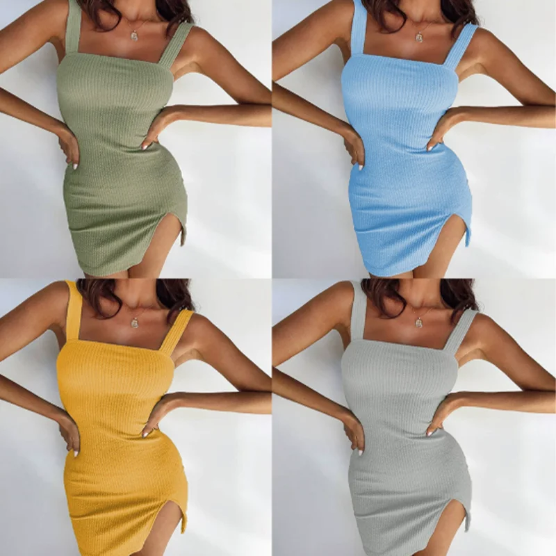 Women Mini Dress Summer Solid Color Sleeveless Tank Dress Sexy Bodycon High Split Slim Fit Elegant Party Club Streetwear
Women Mini Dress Summer Solid Color Sleeveless Tank Dress Sexy Bodycon High Split Slim Fit Elegant Party Club Streetwear