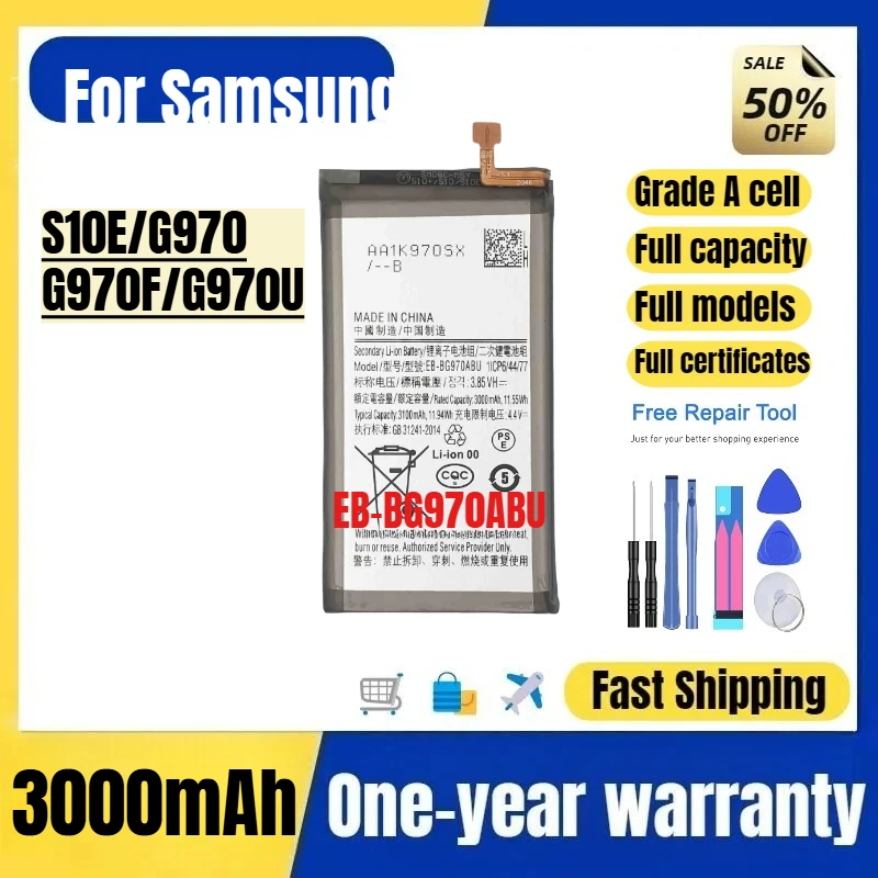 EB-BG970ABU for Samsung S10E/G970/G970F/G970U Phone Battery High Quality Capacity Replacement Bateria Grade A Cell with Tools
EB-BG970ABU for Samsung S10E/G970/G970F/G970U Phone Battery High Quality Capacity Replacement Bateria Grade A Cell with Tools