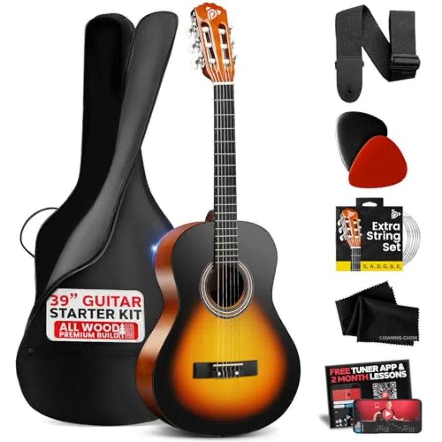 Beginner Acoustic Guitar Kit: 39 4/4 Full Size All Wood Guitar for Home Practice, Natural Wood Finish, Includes Picks, Strap, C
Beginner Acoustic Guitar Kit: 39 4/4 Full Size All Wood Guitar for Home Practice, Natural Wood Finish, Includes Picks, Strap, C