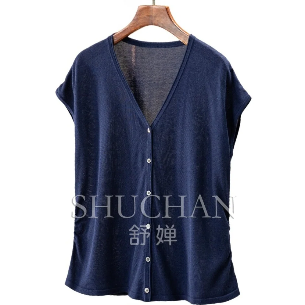 French Simple Silk Cashmere Lyocell Pinch Pleated Small Flying Sleeve Knitted Sweater Women's 46W7
French Simple Silk Cashmere Lyocell Pinch Pleated Small Flying Sleeve Knitted Sweater Women's 46W7