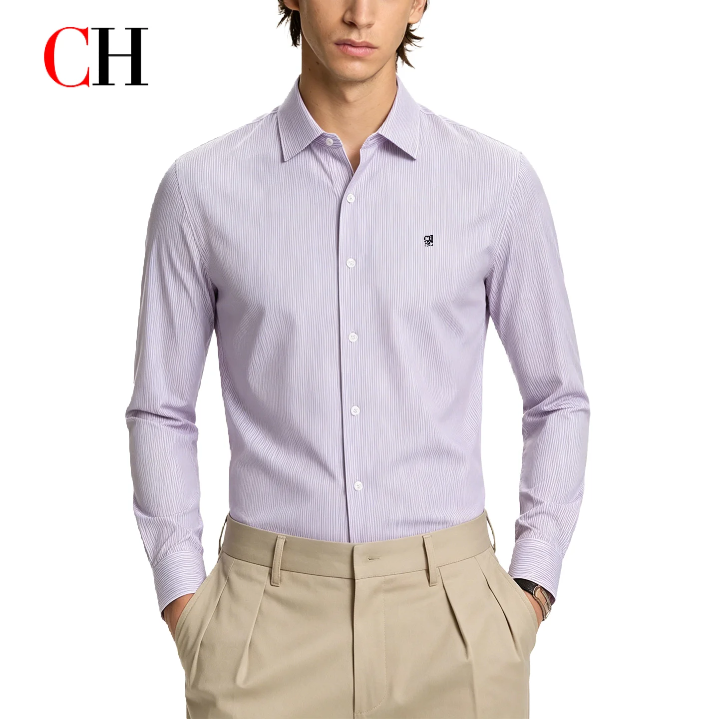 CH Men's long-sleeved shirt - Business casual style - With embroidered brand logo - Suitable for daily office wear
CH Men's long-sleeved shirt - Business casual style - With embroidered brand logo - Suitable for daily office wear