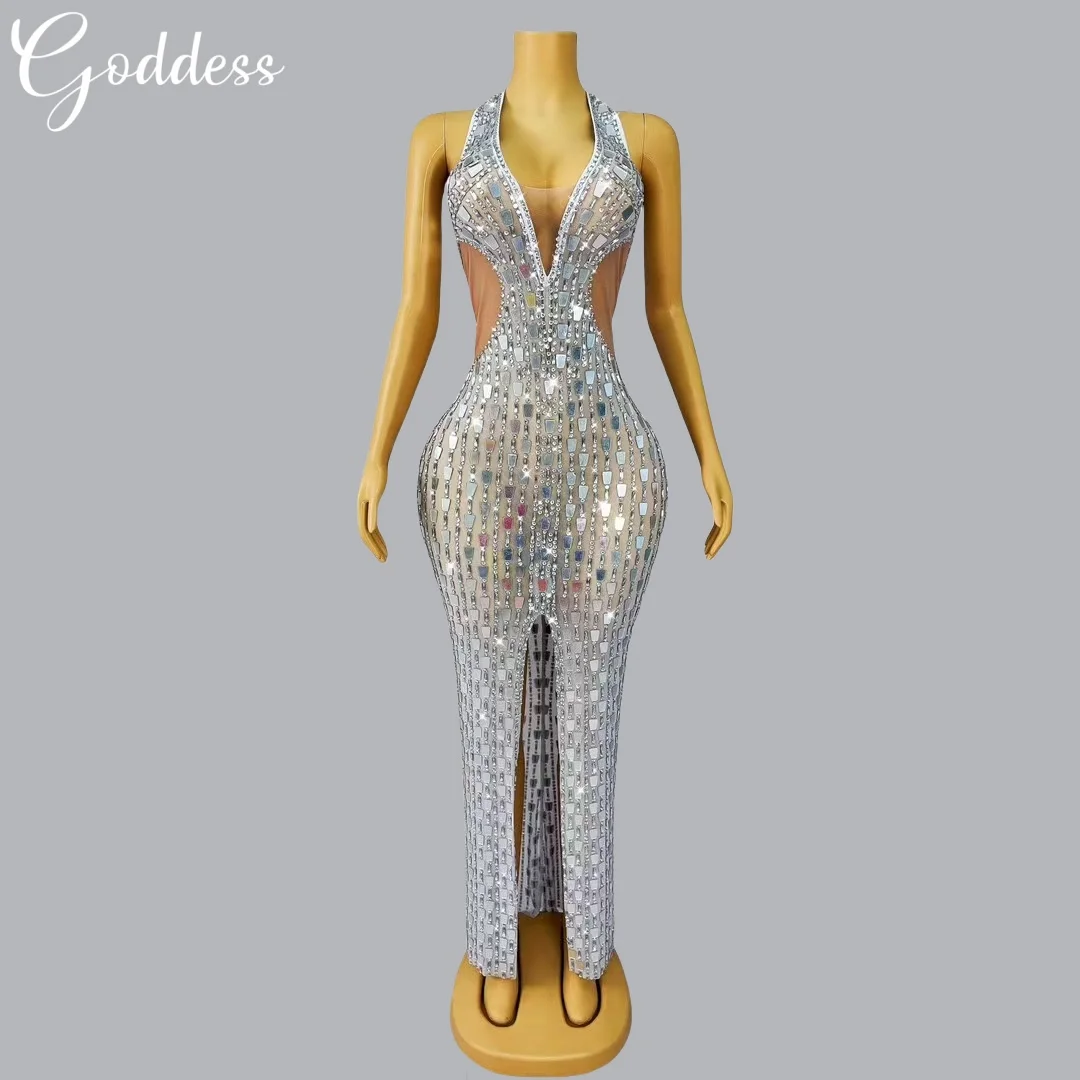 Luxurious Rhinestone Evening Dress Neck Hanging Mesh Mirrors Fake Hollow Cocktail Party Nighttime Long Dress Performance Dress
Luxurious Rhinestone Evening Dress Neck Hanging Mesh Mirrors Fake Hollow Cocktail Party Nighttime Long Dress Performance Dress