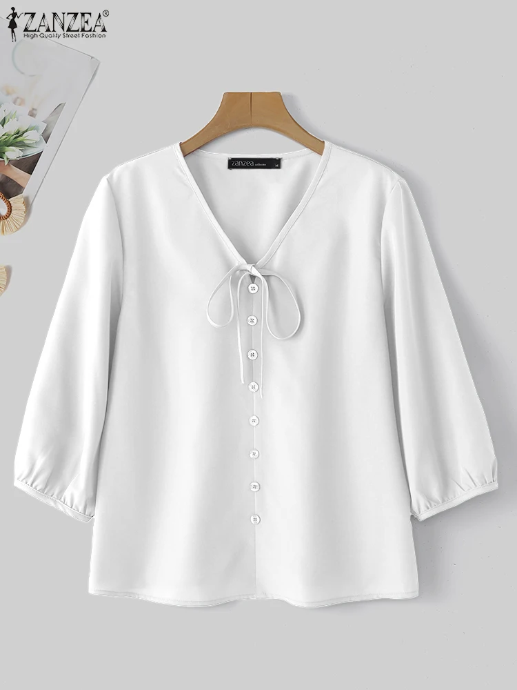 ZANZEA Lace-Up Tops Women Tunic Casual V Neck Blouse 2025 Summer Solid Female OL Work Shirts 3/4 Lantern Sleeve Buttons Blusas
ZANZEA Lace-Up Tops Women Tunic Casual V Neck Blouse 2025 Summer Solid Female OL Work Shirts 3/4 Lantern Sleeve Buttons Blusas