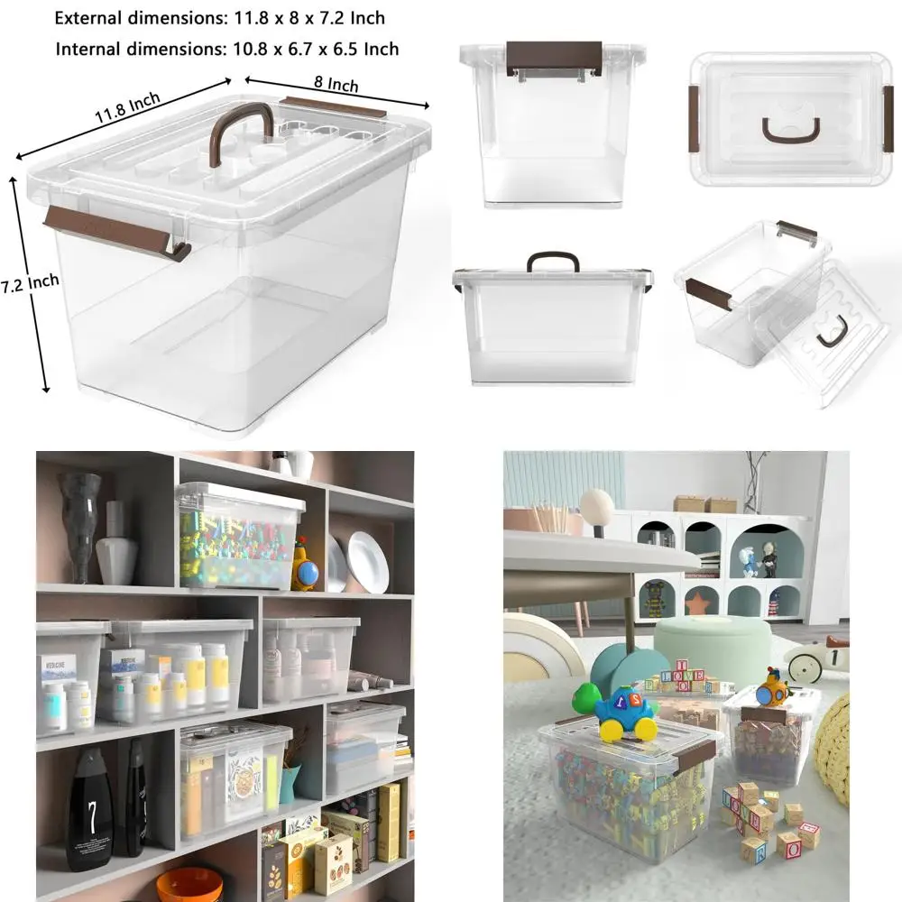 Складной пластиковый контейнер для хранения объемом 7 кварт (7 л) с защелкой, коричневой ручкой и крышкой, многофункциональный
Складной пластиковый контейнер для хранения объемом 7 кварт (7 л) с защелкой, коричневой ручкой и крышкой, многофункциональный