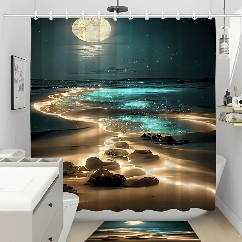 Magical Moonlit Beach With Glowing Water Night Scenery Shower Curtain
Magical Moonlit Beach With Glowing Water Night Scenery Shower Curtain