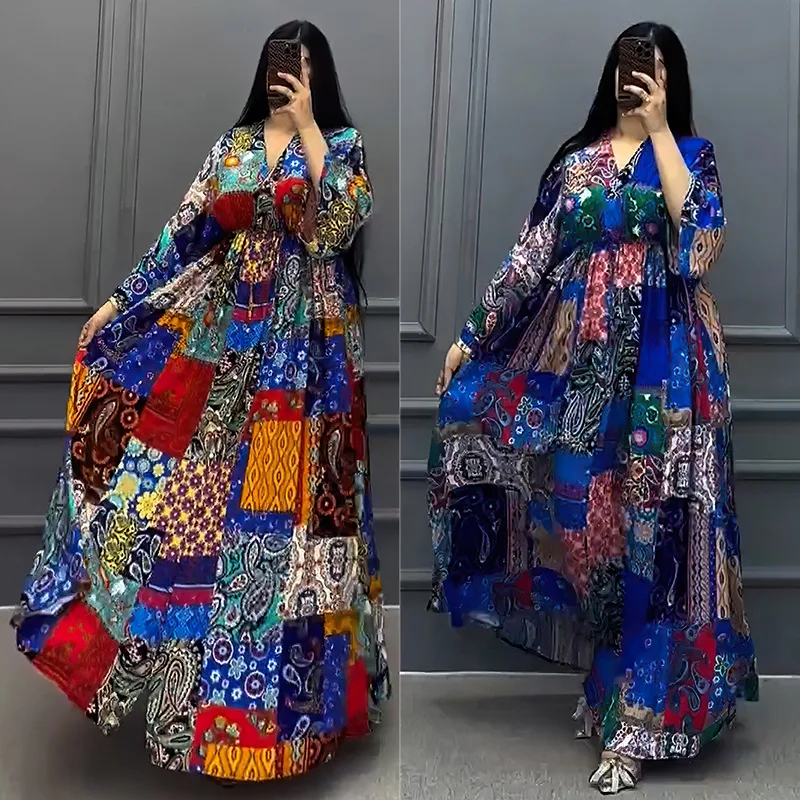 African Print Dresses for Women Summer Long Sleeve V-neck High Waist Polyester Long Maxi Dress Gowns Dashiki African Clothes
African Print Dresses for Women Summer Long Sleeve V-neck High Waist Polyester Long Maxi Dress Gowns Dashiki African Clothes