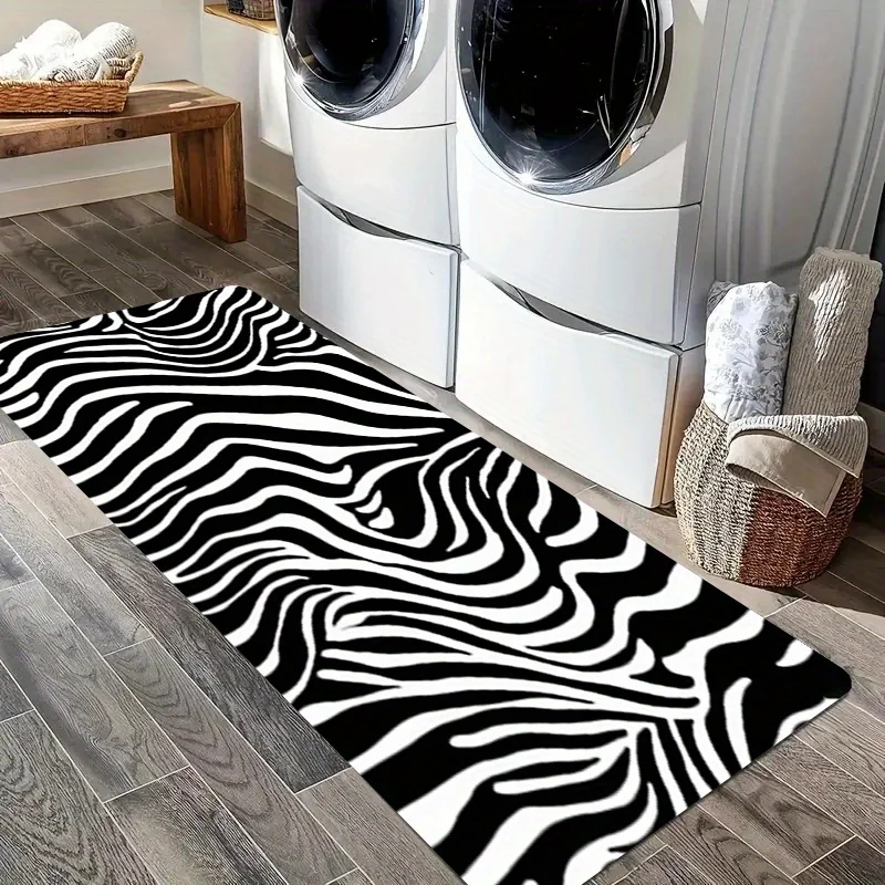 Stylish Black & White Zebra Print Bath Mat, Non-Slip Washable Durable Runner Rug for Bathroom & Bold Animal Print Home Decor
Stylish Black & White Zebra Print Bath Mat, Non-Slip Washable Durable Runner Rug for Bathroom & Bold Animal Print Home Decor