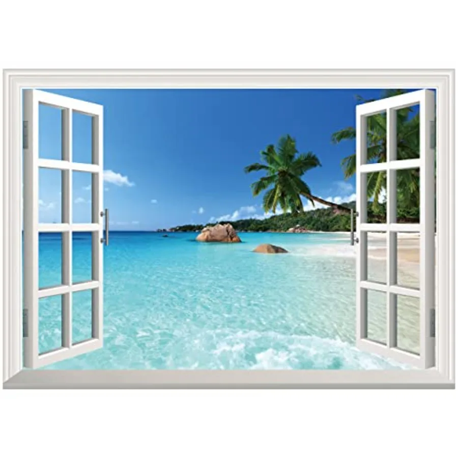 Fake Window Wall Sticker - Summer Beach Faux Window Wall Mural for Wall Decor, Stick and Peel Wall Decals,,Set of 2 Sheets
Fake Window Wall Sticker - Summer Beach Faux Window Wall Mural for Wall Decor, Stick and Peel Wall Decals,,Set of 2 Sheets