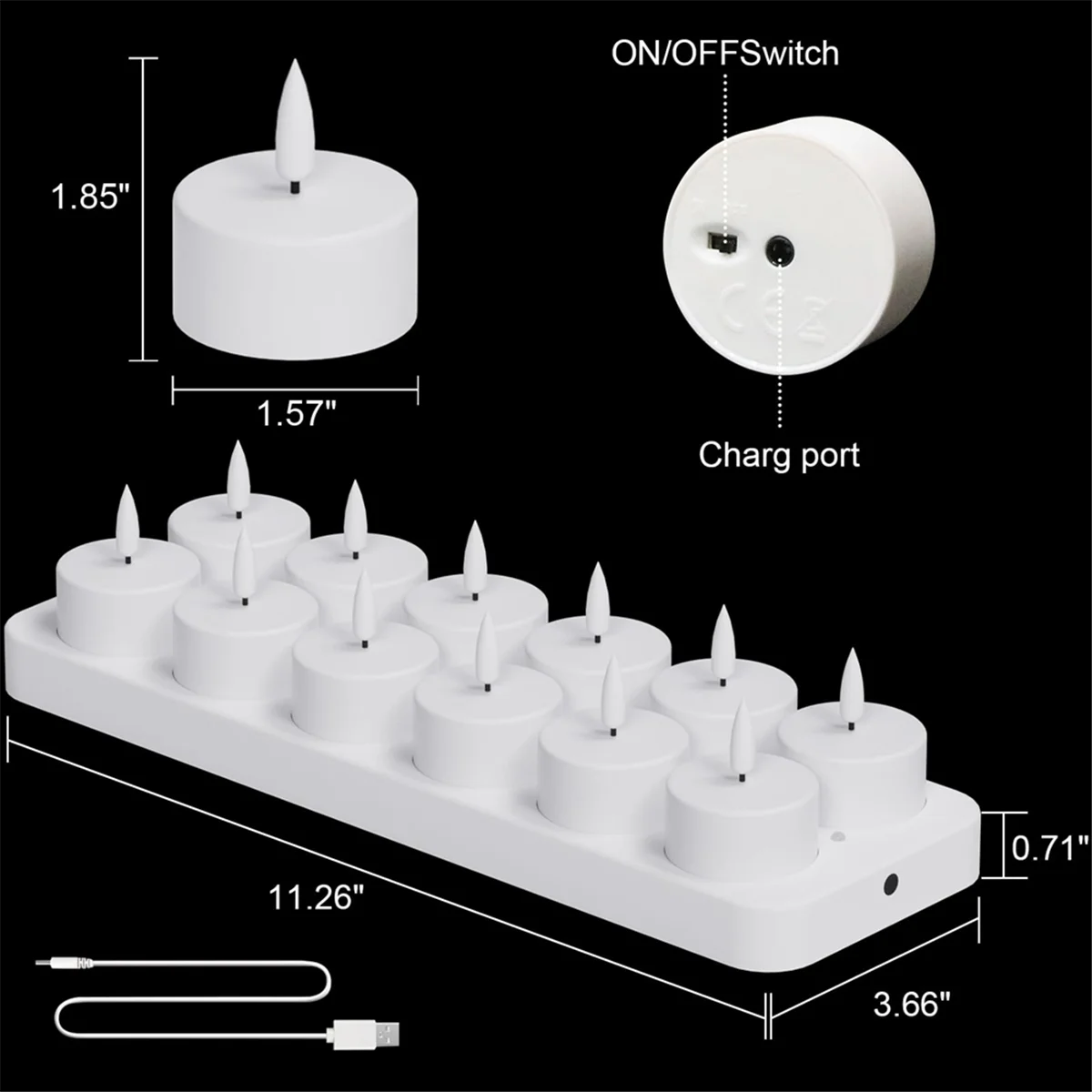CLCUV Rechargeable Tea Lights Candles, 12 Pcs Rechargeable Candles with Remote Charging Base, LED Flameless Candles
CLCUV Rechargeable Tea Lights Candles, 12 Pcs Rechargeable Candles with Remote Charging Base, LED Flameless Candles