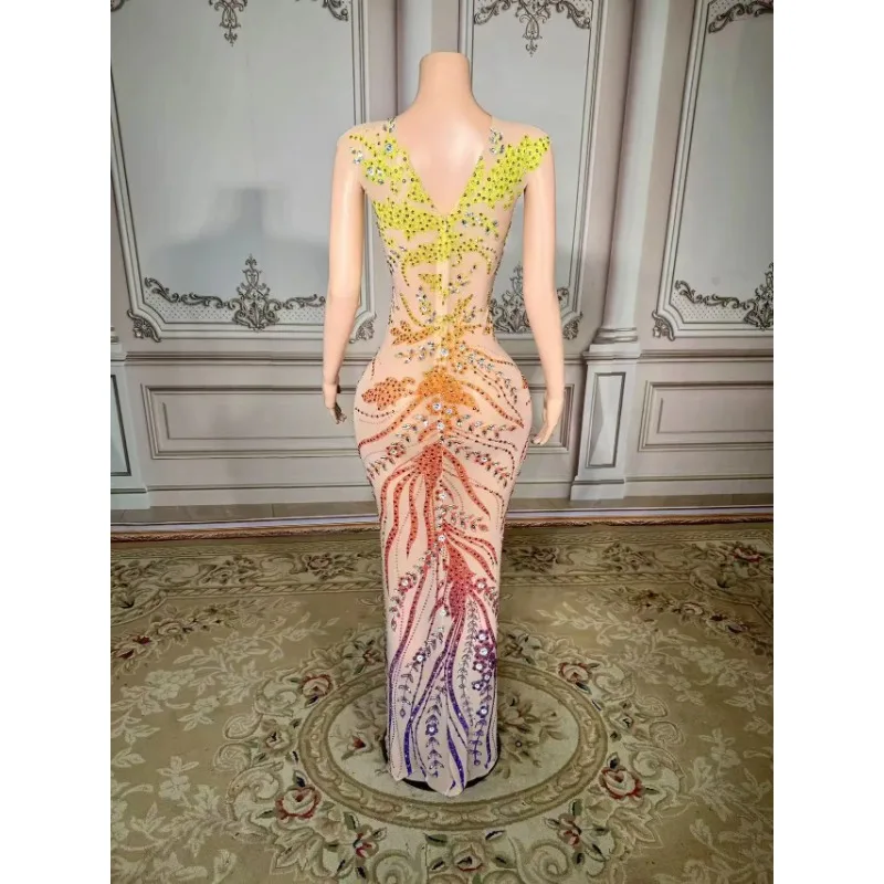 Women's Orange Colorful Rhinestones Sleeveless Dress Sexy Transparent Casual Nightclub Birthday Party Dress
Women's Orange Colorful Rhinestones Sleeveless Dress Sexy Transparent Casual Nightclub Birthday Party Dress