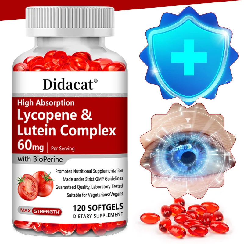 Lycopene + Lutein Complex 60mg with Bioperine, Dietary Supplement for Prostate, Heart & Eyes Health, Antioxidant, Non-GMO
Lycopene + Lutein Complex 60mg with Bioperine, Dietary Supplement for Prostate, Heart & Eyes Health, Antioxidant, Non-GMO