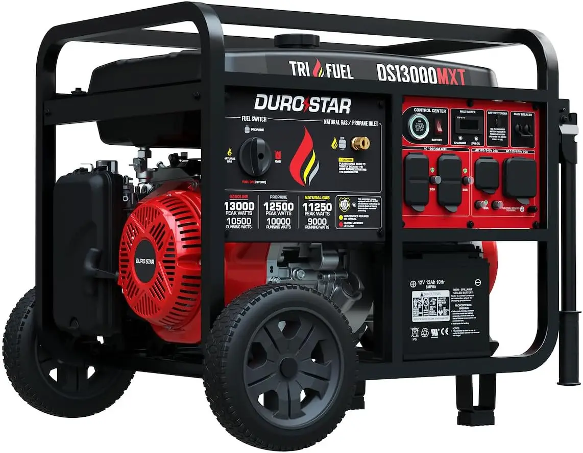 DS13000MXT 13,000-Watt 500cc Tri Fuel Portable Generator - Gas, Propane & Natural Gas, Remote Electric Start, Whole Home Power
DS13000MXT 13,000-Watt 500cc Tri Fuel Portable Generator - Gas, Propane & Natural Gas, Remote Electric Start, Whole Home Power