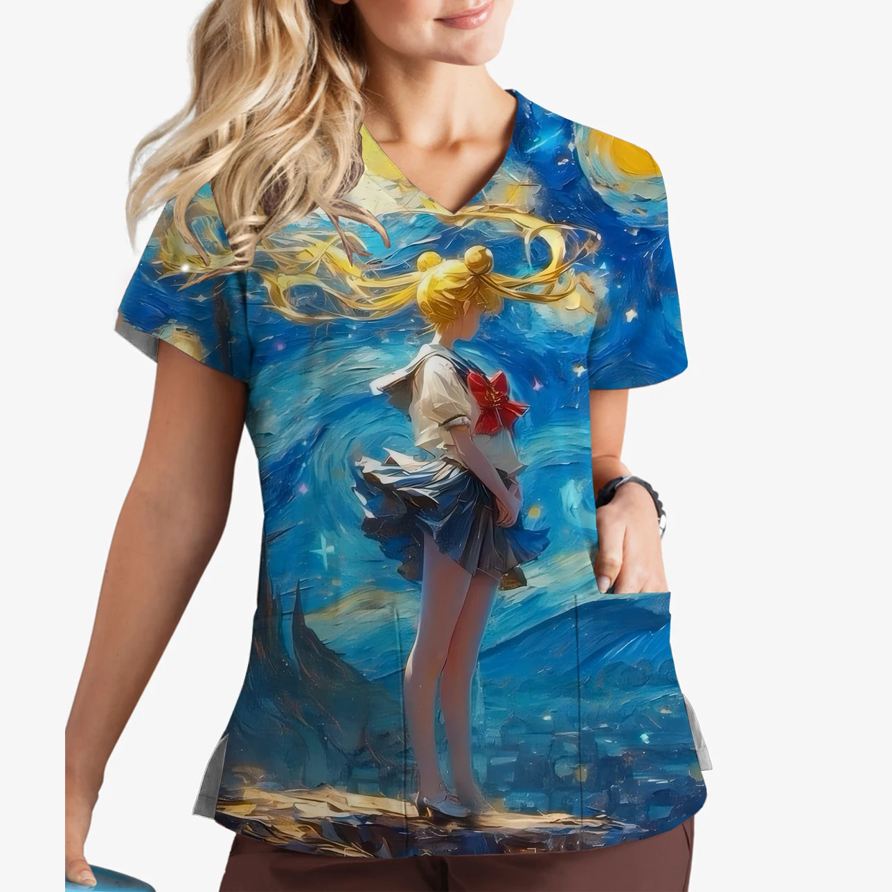 2025 New Women's Sailor Moon V-Neck Print Scrub Top Hospital Doctor Nursing Clothes Oceanarium Amusement Park Work Uniform
2025 New Women's Sailor Moon V-Neck Print Scrub Top Hospital Doctor Nursing Clothes Oceanarium Amusement Park Work Uniform