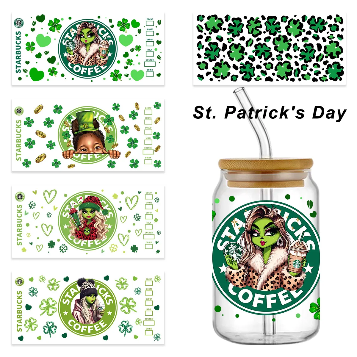 Saint Patrick's Day 3D UV DTF Sticker For 16 OZ Glass Libbey Selfadhesive Washable DIY Custom Cups Wrap Stickers
Saint Patrick's Day 3D UV DTF Sticker For 16 OZ Glass Libbey Selfadhesive Washable DIY Custom Cups Wrap Stickers