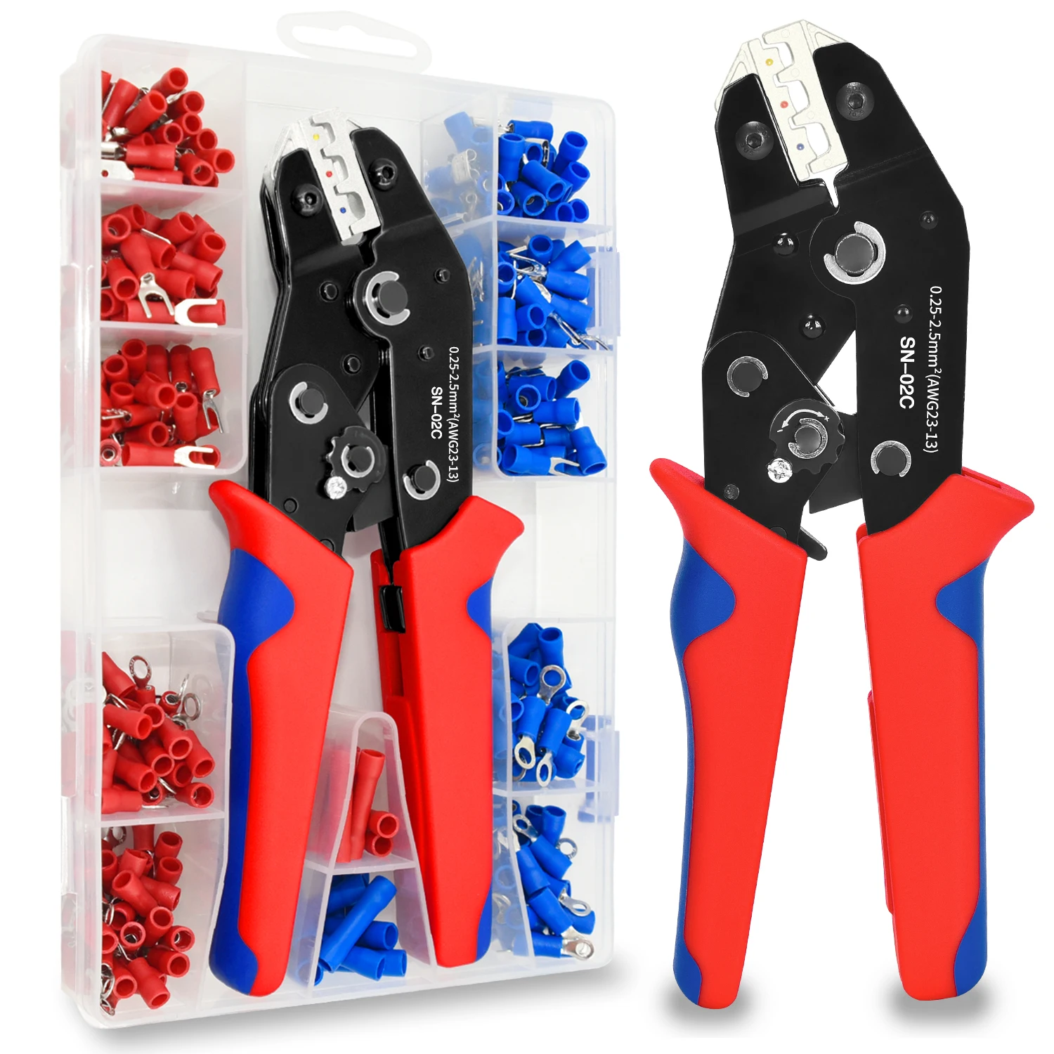SN-02C 400PCS RV/SV Crimping Tool Kit Terminals Crimping Plier U-shaped Y-shaped Connectors AWG24-14 Crimping Set
SN-02C 400PCS RV/SV Crimping Tool Kit Terminals Crimping Plier U-shaped Y-shaped Connectors AWG24-14 Crimping Set