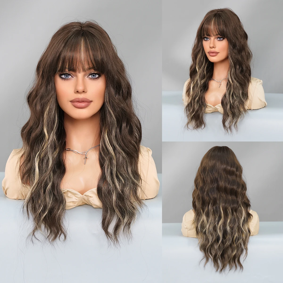 PARK YUN Loose With Bang Body Curly Black Wigs With Highlight Beige High Density Synthetic Layered Hair Wigs For Women Daily Use
PARK YUN Loose With Bang Body Curly Black Wigs With Highlight Beige High Density Synthetic Layered Hair Wigs For Women Daily Use