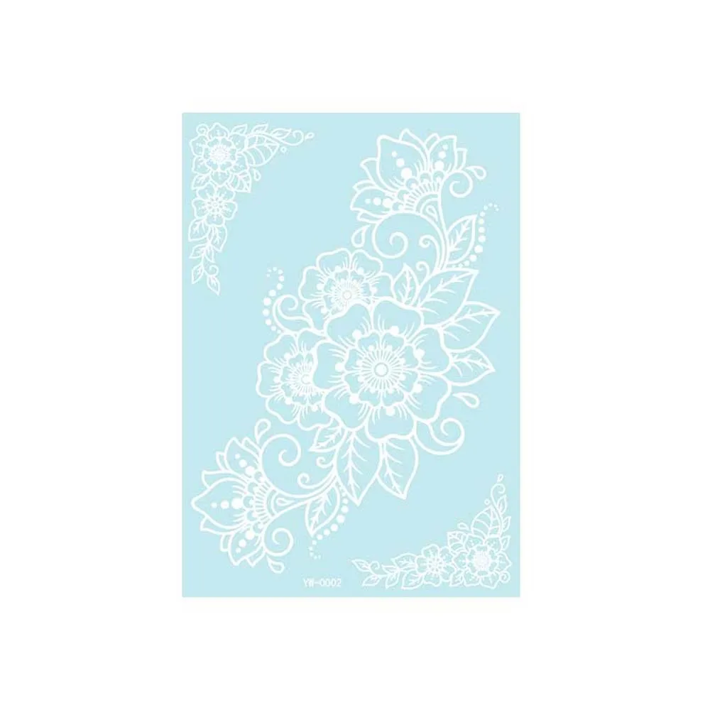 Leg Arm Luminous Henna Tattoo Sticker Wedding Tool White Lace Temporary Tattoo Waterproof India Flower Body Art Sticker Girls
Leg Arm Luminous Henna Tattoo Sticker Wedding Tool White Lace Temporary Tattoo Waterproof India Flower Body Art Sticker Girls