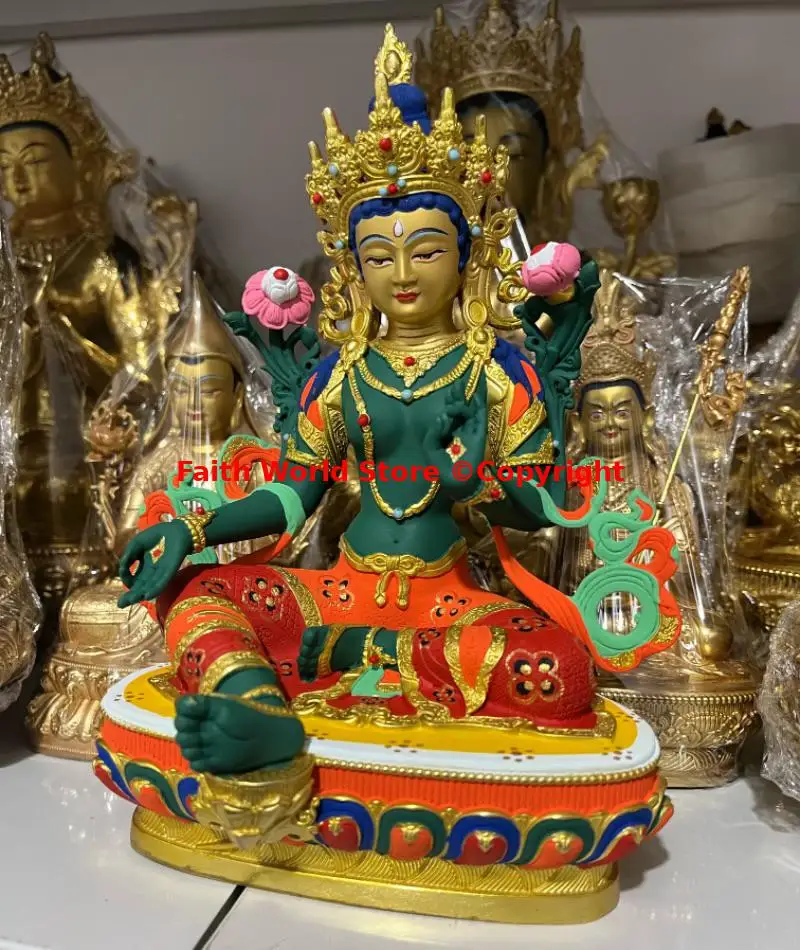 TOP GOOD Colored Green Tara Buddha statue high quality COPPER HOME Auspicious lucky propitious family Altar worship protection
TOP GOOD Colored Green Tara Buddha statue high quality COPPER HOME Auspicious lucky propitious family Altar worship protection