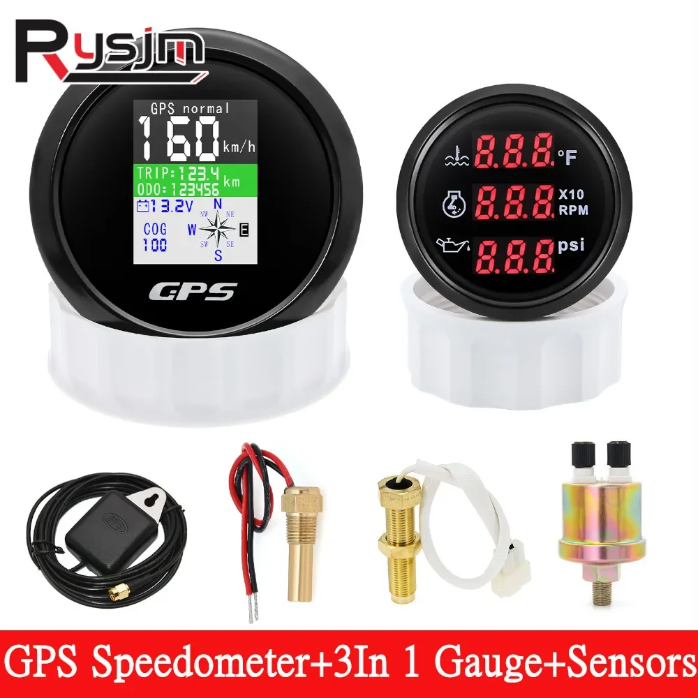 HD 85MM GPS Speedometer + 52mm Digital 3 In 1 Multi-Function Water Temp Tachometer Oil Pressure Gauge With Sensors for Car Boat
HD 85MM GPS Speedometer + 52mm Digital 3 In 1 Multi-Function Water Temp Tachometer Oil Pressure Gauge With Sensors for Car Boat