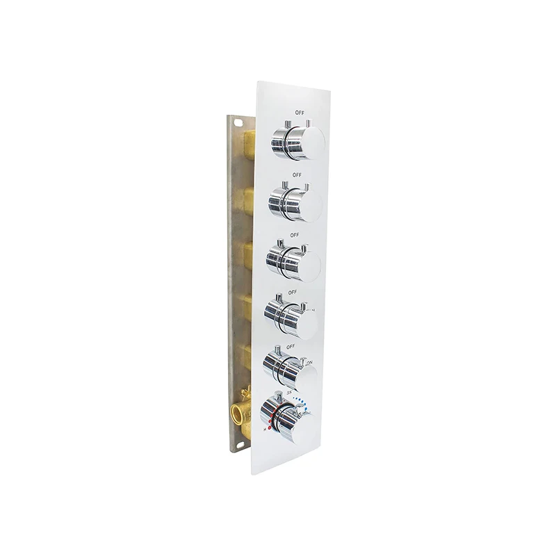 5 Functions Shower Diverter Valve 6 Handles Thermostatic Mixing Shower Rough-In Valve Chrome Trim Kit
5 Functions Shower Diverter Valve 6 Handles Thermostatic Mixing Shower Rough-In Valve Chrome Trim Kit
