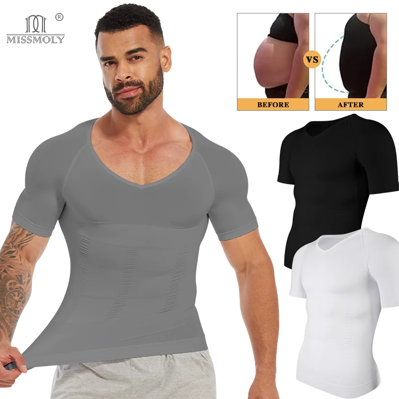 Miss Moly Men's V Neck T-Shirt Sexy Compression Short Sleeve Male Muscle Fitness Tight Summer Top Invisable Shapewear Underwear
Miss Moly Men's V Neck T-Shirt Sexy Compression Short Sleeve Male Muscle Fitness Tight Summer Top Invisable Shapewear Underwear