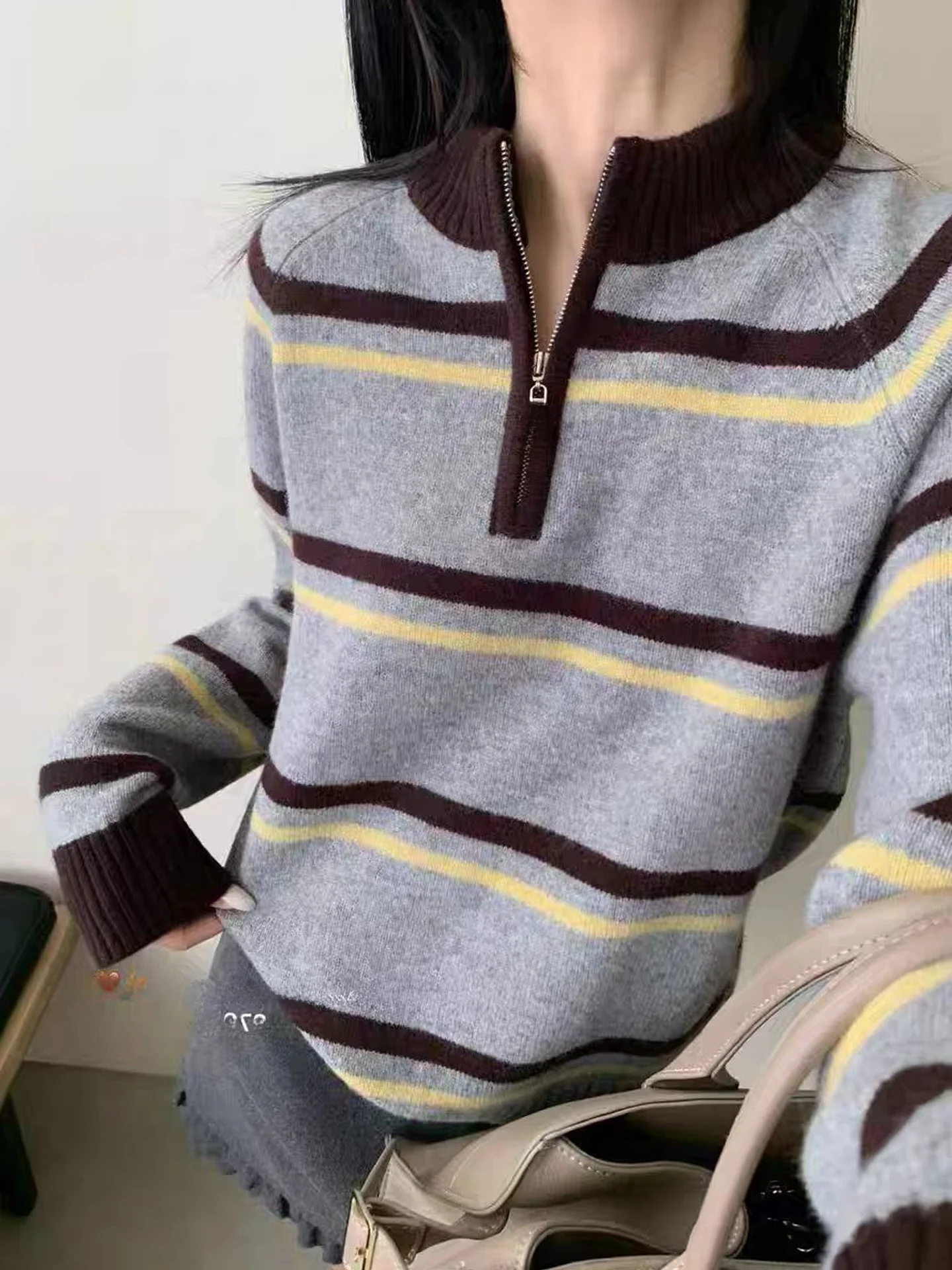 Striped Design Knitwear Sweater Long Sve Commute Casual Loose Fit Camere Top Winter Faion Women's Premium Knittedwear
Striped Design Knitwear Sweater Long Sve Commute Casual Loose Fit Camere Top Winter Faion Women's Premium Knittedwear