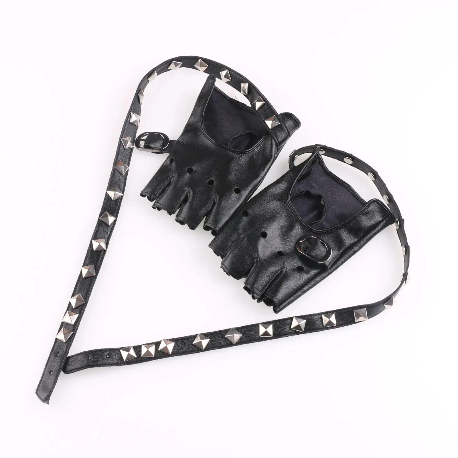 Faux Leather Gloves Hollow Out Rivets Decor Fingerless Gloves for Women Cosplay Performance Cycling Outdoor Sports
Faux Leather Gloves Hollow Out Rivets Decor Fingerless Gloves for Women Cosplay Performance Cycling Outdoor Sports
